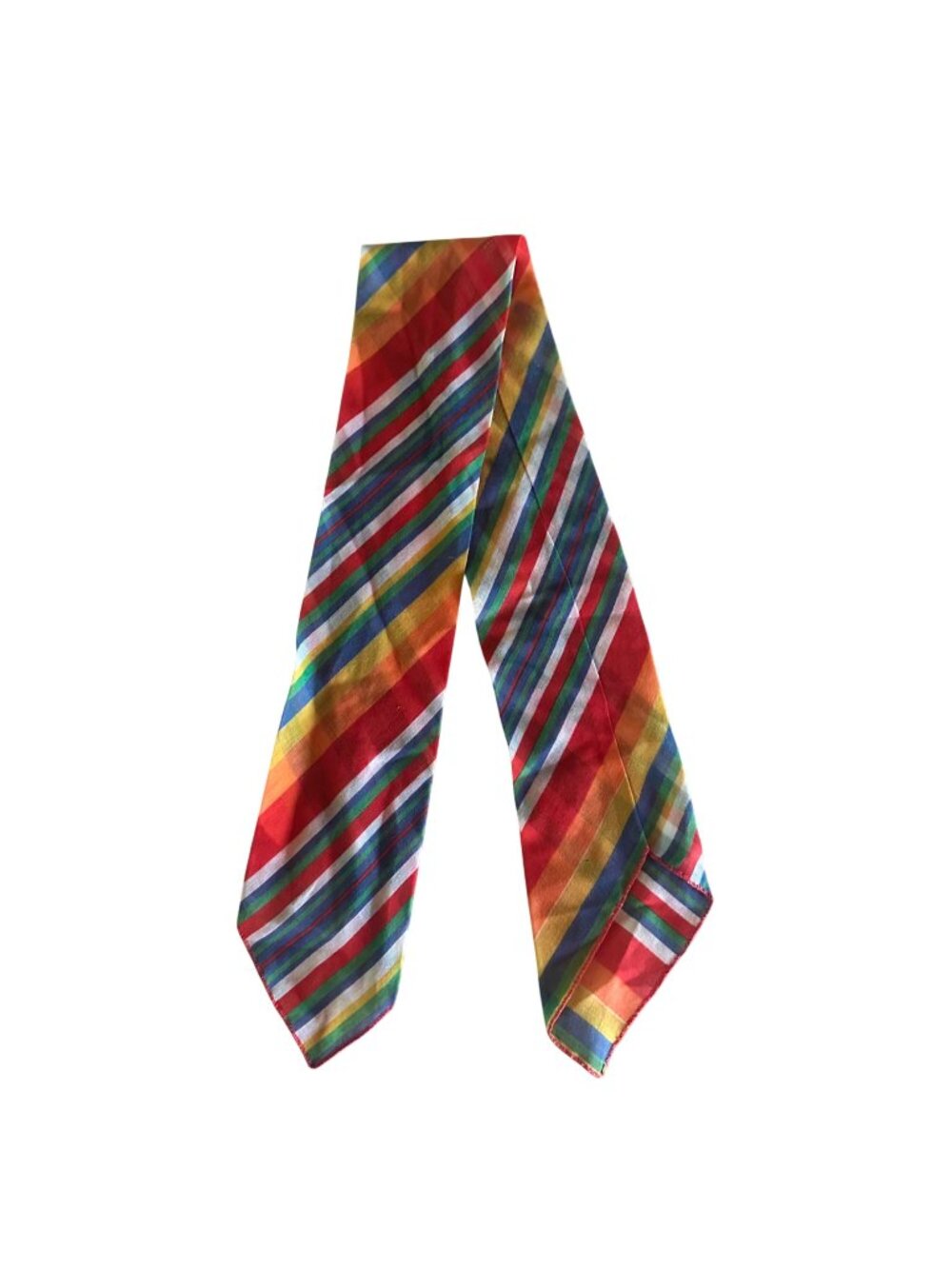 Vintage Colorful Striped Scarf 100% Cotton 33" X 3"